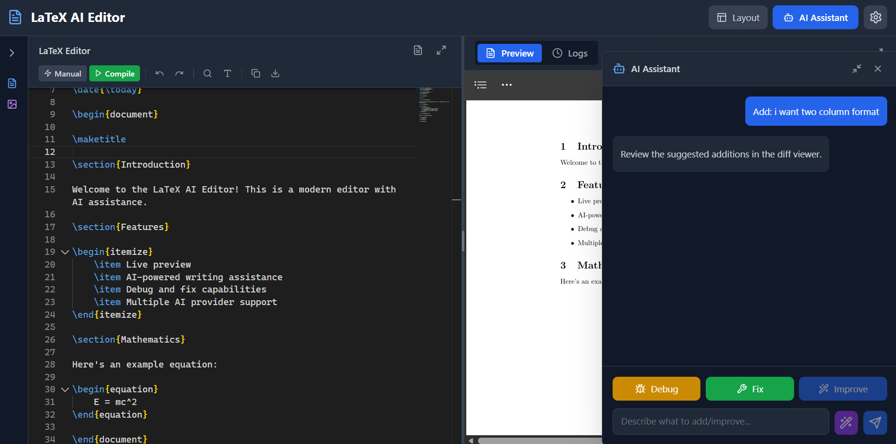 AI LaTeX Editor